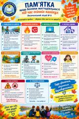 Пам'ятка щодо безпеки життєдіяльності під час осінніх канікул
